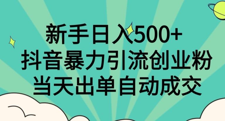 新手日入500+，抖音暴力引流创业粉，当天出单自动成交-网创星球