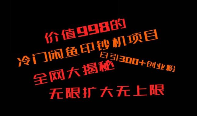 闲鱼流量印钞机项目大揭秘，日引300+创业粉，保姆级实操教程-网创星球