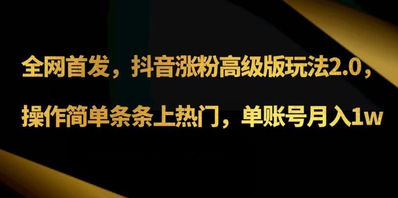 抖音涨粉高级版玩法3.0，操作简单条条上热门，单账号月入1w可批量矩阵（附1500素材）-网创星球
