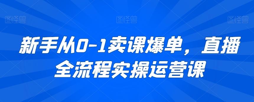 新手从0-1卖课爆单，直播全流程实操运营课-网创星球