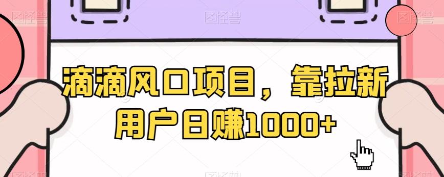 滴滴风口项目，靠拉新用户日赚1000+-网创星球