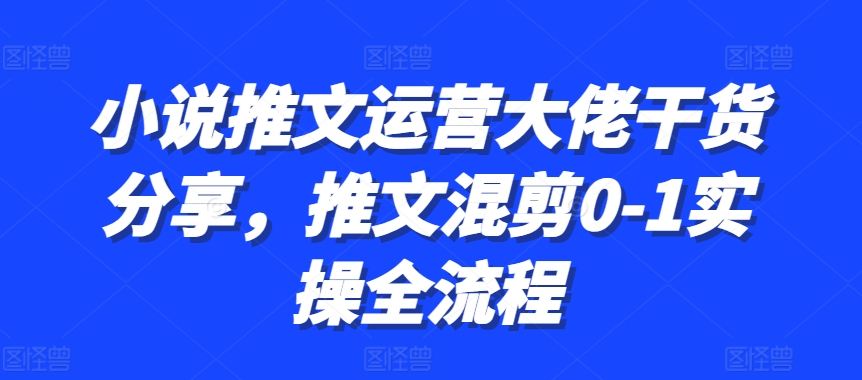 小说推文运营大佬干货分享，推文混剪0-1实操全流程-网创星球