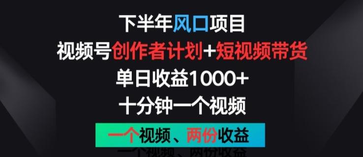 下半年风口项目，视频号创作者计划+视频带货，一个视频两份收益，十分钟一个视频【揭秘】-网创星球