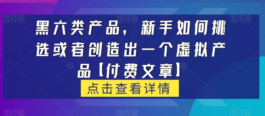 黑六类虚拟产品，新手如何挑选或者创造出一个虚拟产品【付费文章】-网创星球