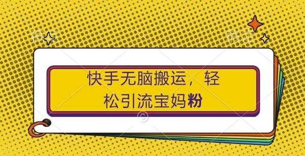 快手无脑搬运，轻松引流宝妈粉，纯小白轻松上手【揭秘】-网创星球