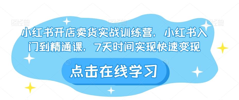 小红书开店卖货实战训练营，小红书入门到精通课，7天时间实现快速变现-网创星球
