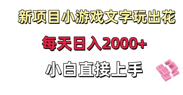 新项目小游戏文字玩出花日入2000+，每天只需一小时，小白直接上手【揭秘】-网创星球