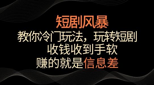 短剧风暴，教你冷门玩法，玩转短剧，收钱收到手软【揭秘】-网创星球