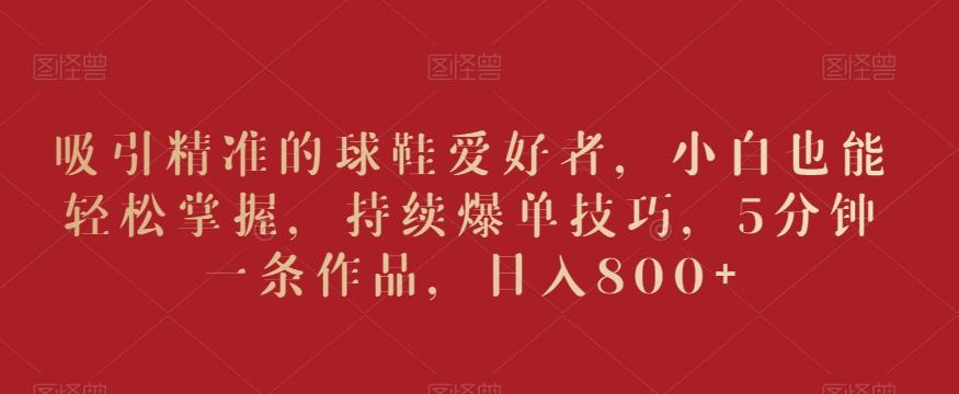 吸引精准的球鞋爱好者，小白也能轻松掌握，持续爆单技巧，5分钟一条作品，日入800+【揭秘】-网创星球