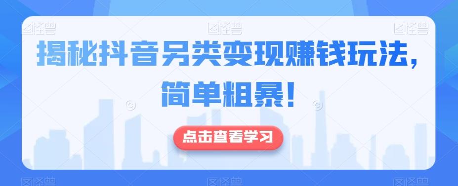 揭秘抖音另类变现赚钱玩法，简单粗暴！-网创星球