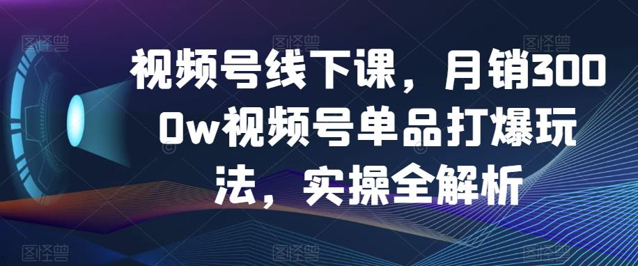 视频号线下课，月销3000w视频号单品打爆玩法，实操全解析-网创星球