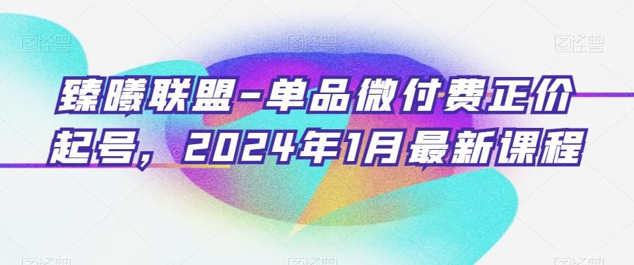 臻曦联盟-单品微付费正价起号，2024年1月最新课程-网创星球