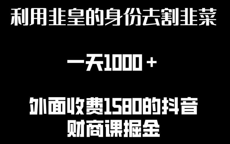 利用非皇的身份去割韭菜，一天1000+(附详细资源)【揭秘】-网创星球