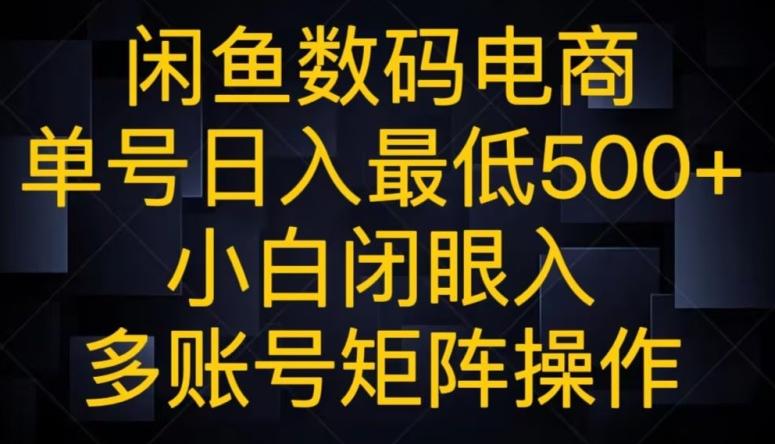 闲鱼数码电商，单号日入最低500+，小白闭眼入，多账号矩阵操作-网创星球