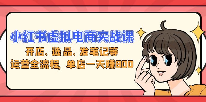 小红书虚拟电商实战课：开店、选品、发笔记等运营全流程，单店一天赚800-网创星球