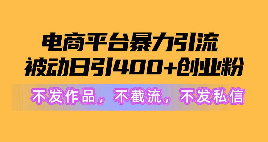 电商平台暴力引流,被动日引400+创业粉不发作品，不截流，不发私信-网创星球