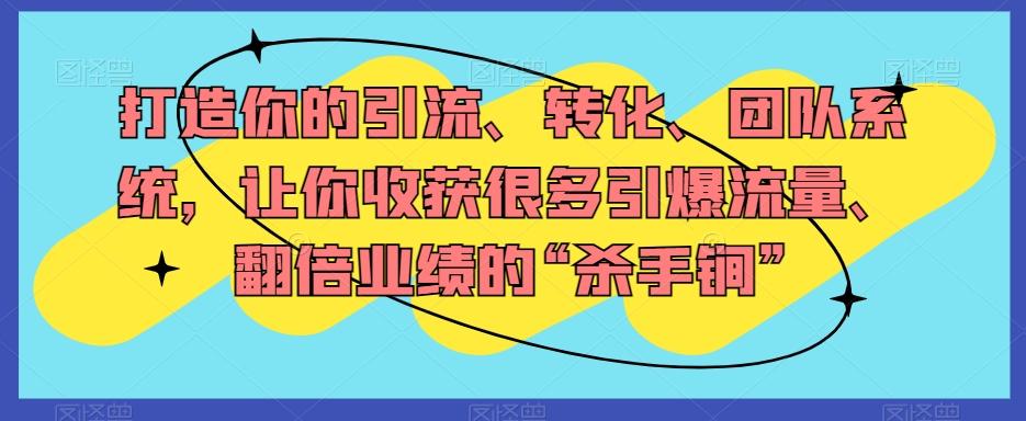 打造你的引流、转化、团队系统，让你收获很多引爆流量、翻倍业绩的“杀手锏”-网创星球
