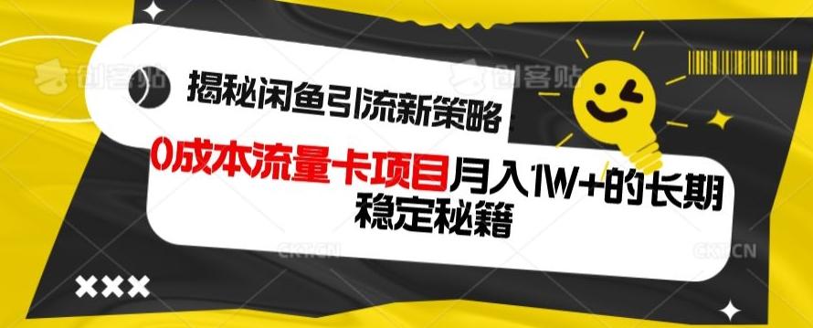 揭秘闲鱼引流新策略：0成本流量卡项目，月入1W+的长期稳定秘籍-网创星球