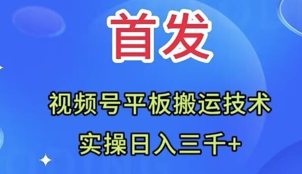 全网首发：视频号平板搬运技术，实操日入三千＋-网创星球