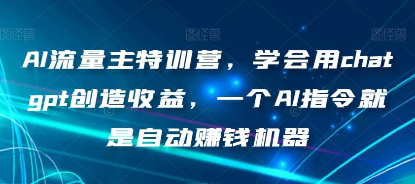 AI流量主特训营，学会用chatgpt创造收益，一个AI指令就是自动赚钱机器-网创星球