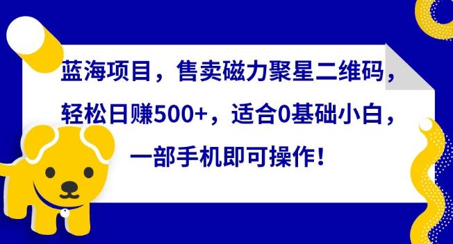 蓝海项目，售卖磁力聚星二维码，轻松日赚500+，适合0基础小白，一部手机即可操作【揭秘】-网创星球