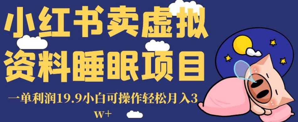 小红书卖虚拟资料睡眠项目，一单利润19.9小白可操作轻松月入3w+【揭秘】-网创星球