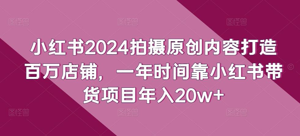 小红书2024拍摄原创内容打造百万店铺，一年时间靠小红书带货项目年入20w+-网创星球