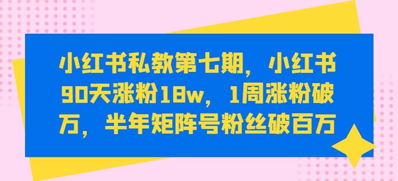 小红书私教第七期，小红书90天涨粉18w，1周涨粉破万，半年矩阵号粉丝破百万-网创星球