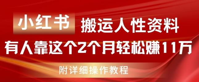 小红书搬运人性资料，有人靠这个2个月轻松赚11w，附教程【揭秘】-网创星球