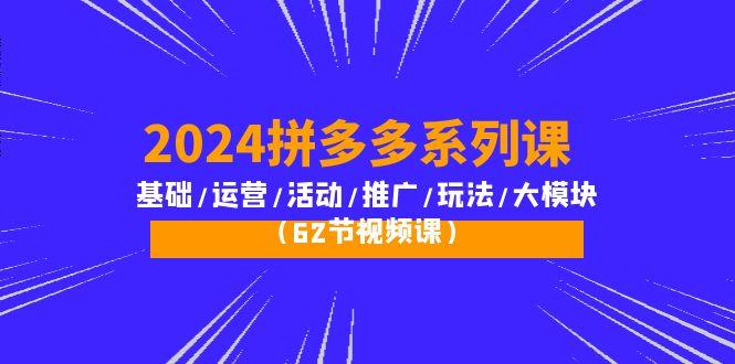 (10019期)2024拼多多系列课：基础/运营/活动/推广/玩法/大模块(62节视频课)-网创星球