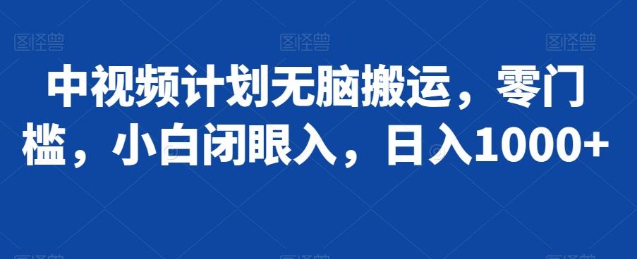 中视频计划无脑搬运，零门槛，小白闭眼入，日入1000+-网创星球