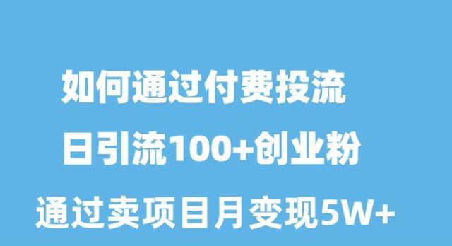 如何通过付费投流日引流100+创业粉月变现5W+-网创星球