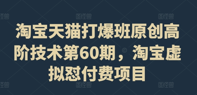 淘宝天猫打爆班原创高阶技术第60期，淘宝虚拟怼付费项目-网创星球