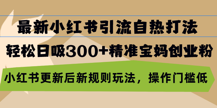 最新小红书引流自热打法，轻松日吸300+精准宝妈创业粉，小红书更新后新…-网创星球