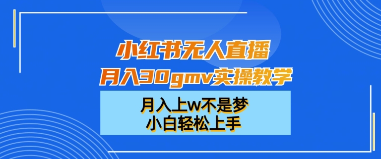 小红书无人直播月入30gmv实操教学，月入上w不是梦，小白轻松上手【揭秘】-网创星球