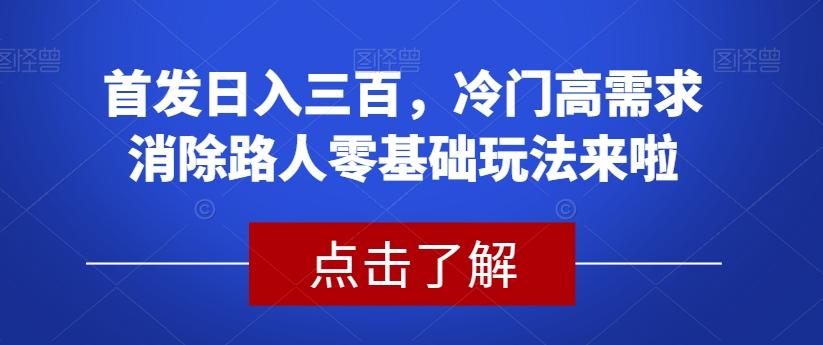 首发日入三百，冷门高需求消除路人零基础玩法来啦【揭秘】-网创星球