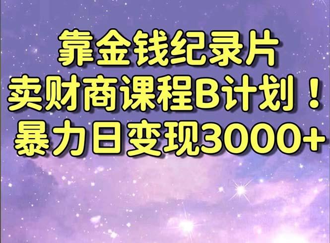 靠金钱纪录片卖财商课程B计划！暴力日变现3000+，喂饭式干货教程！-网创星球