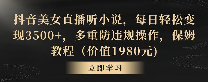 抖音美女直播听小说，每日轻松变现3500+，多重防违规操作，保姆教程(价值1980元)【揭秘】-网创星球