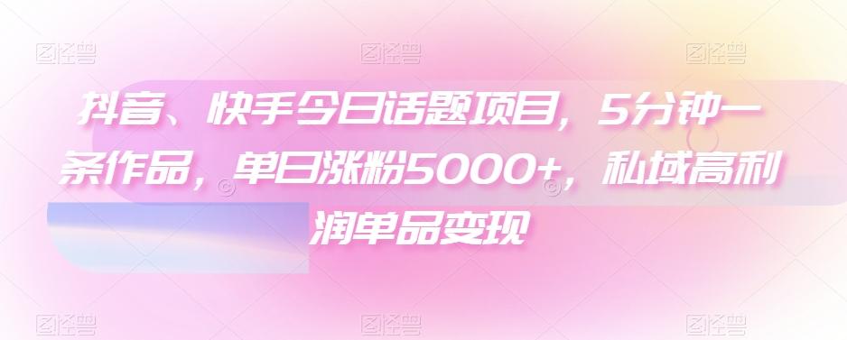 抖音、快手今日话题项目，5分钟一条作品，单日涨粉5000+，私域高利润单品变现-网创星球