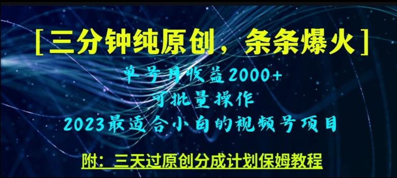 三分钟制作视频号纯原创，条条爆款，轻松月入过万【揭秘】-网创星球