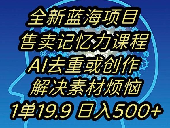 蓝海项目记忆力提升，AI去重，一单19.9日入500+【揭秘】-网创星球