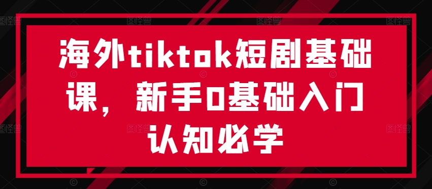 海外tiktok短剧基础课，新手0基础入门认知必学-网创星球
