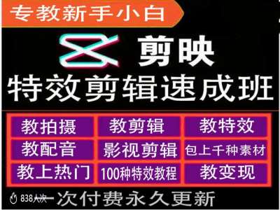 剪映特效教程和运营变现教程，特效剪辑速成班，专教新手小白-网创星球