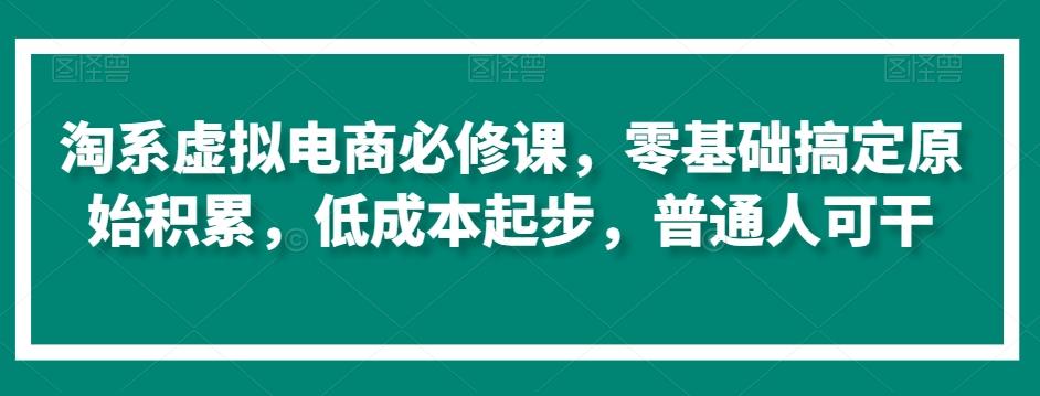 淘系虚拟电商必修课，零基础搞定原始积累，低成本起步，普通人可干-网创星球