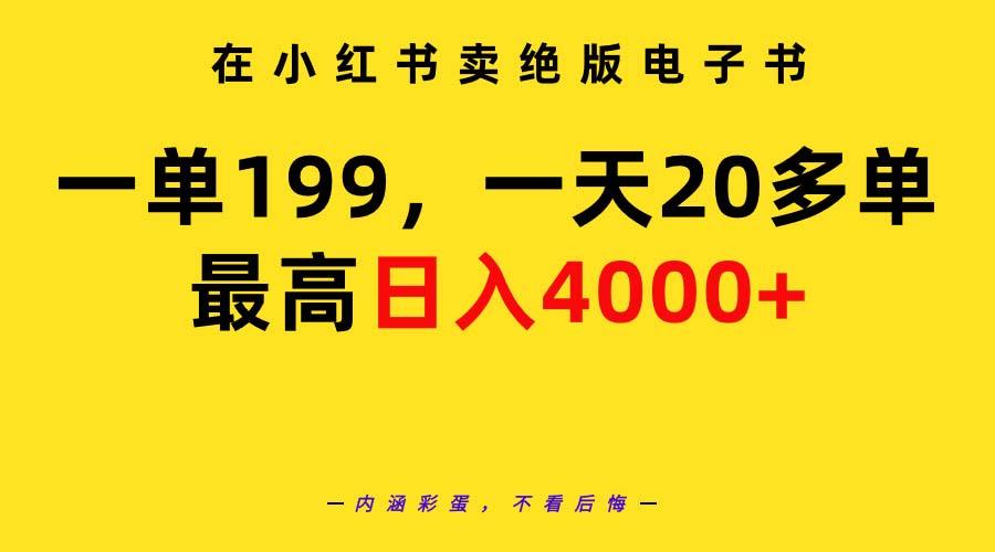 (9401期)在小红书卖绝版电子书，一单199 一天最多搞20多单，最高日入4000+教程+资料-网创星球