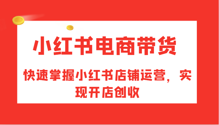 小红书电商带货，快速掌握小红书店铺运营，实现开店创收-网创星球