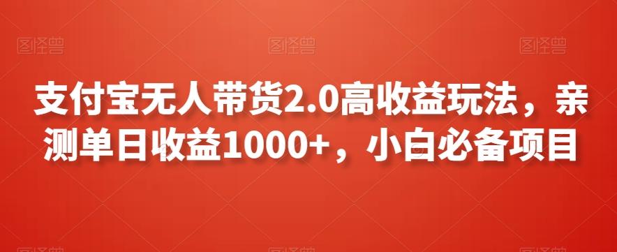 支付宝无人带货2.0高收益玩法，亲测单日收益1000+，小白必备项目【揭秘】-网创星球