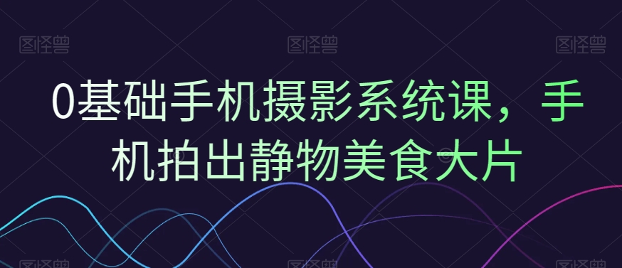 0基础手机摄影系统课，手机拍出静物美食大片-网创星球