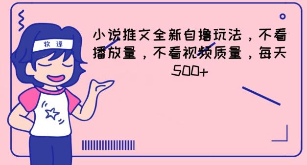 小说推文全新自撸玩法，不看播放量，不看视频质量，每天500+【揭秘】-网创星球