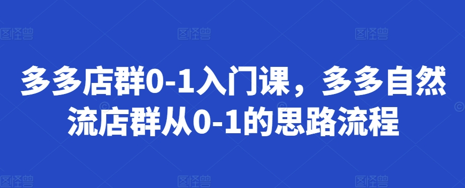 多多店群0-1入门课，多多自然流店群从0-1的思路流程-网创星球